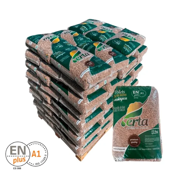 Pellet ERTA – Palet 70 sacos de 15 kg (1.050 kg) – ENplus A1
