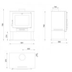 Estufa de leña FM CH‑0 frontal con leñero 11 kW + Kit completo de instalación - Imagen 4
