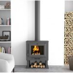 Estufa de leña FM CH‑0 frontal con leñero 11 kW + Kit completo de instalación - Imagen 2