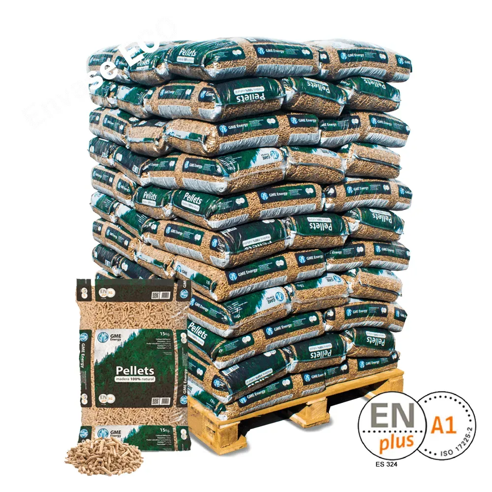GME woodpellet 77 sacos GME WoodPellet – Palet de 77 sacos de pellet 15 kg (1.155 kg) – EN‑Plus A1 - Imagen 1