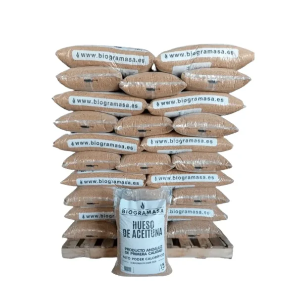 Hueso de aceituna Biogramasa palet 77 sacos 15 kg (1.155 kg) A1