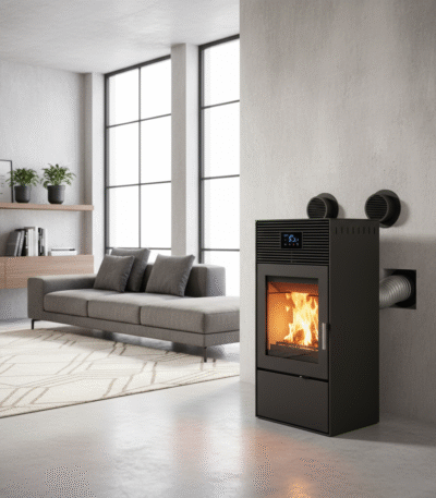 Estufa de pellets canalizable para dos estancias — 10 kW