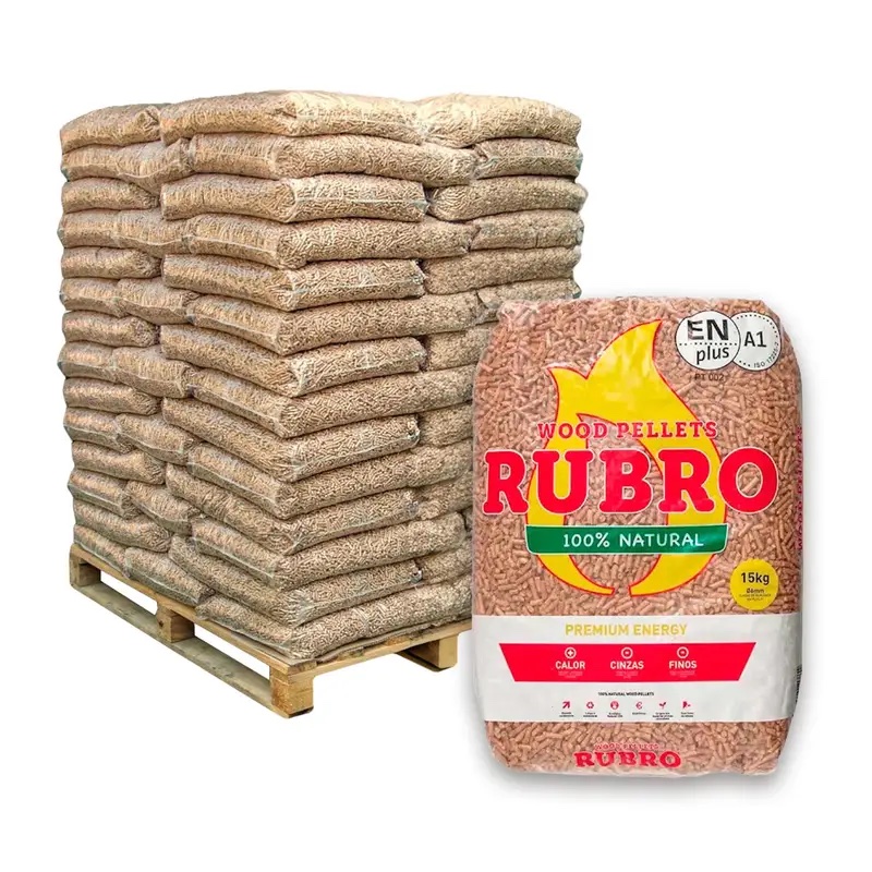 Pellets Rubro ENplus A1 — palé de 65 sacos de 15 kg