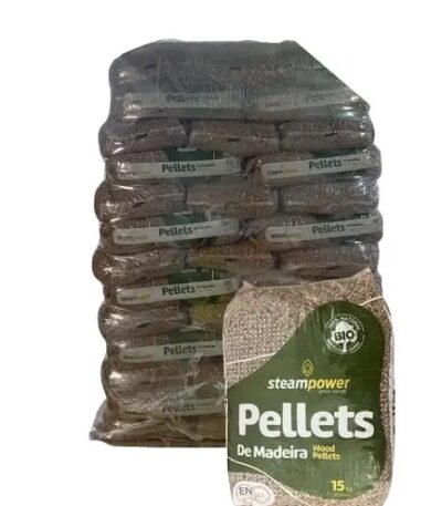 Pellets Steampower ENplus A1 — palé de 65 sacos de 15 kg