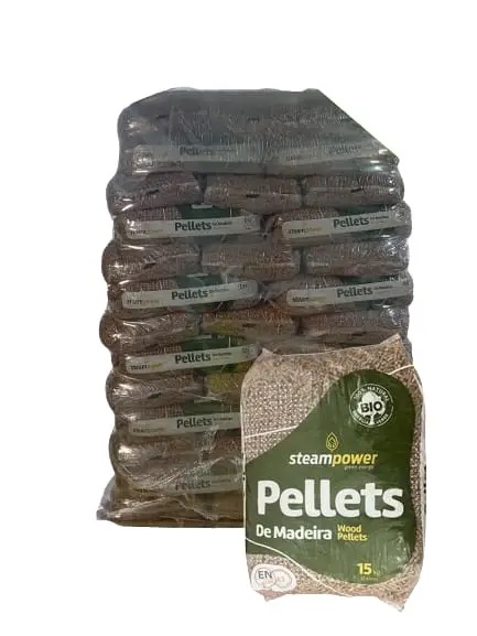 Pellets Steampower ENplus A1 — palé de 65 sacos de 15 kg Pellets Steampower ENplus A1 — palé de 65 sacos de 15 kg