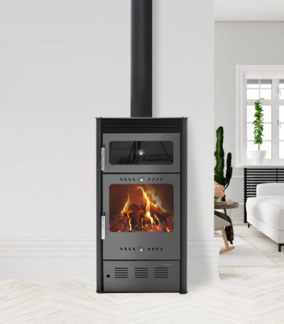 Estufa de leña Moderna Oven Luxe gris con horno — 7