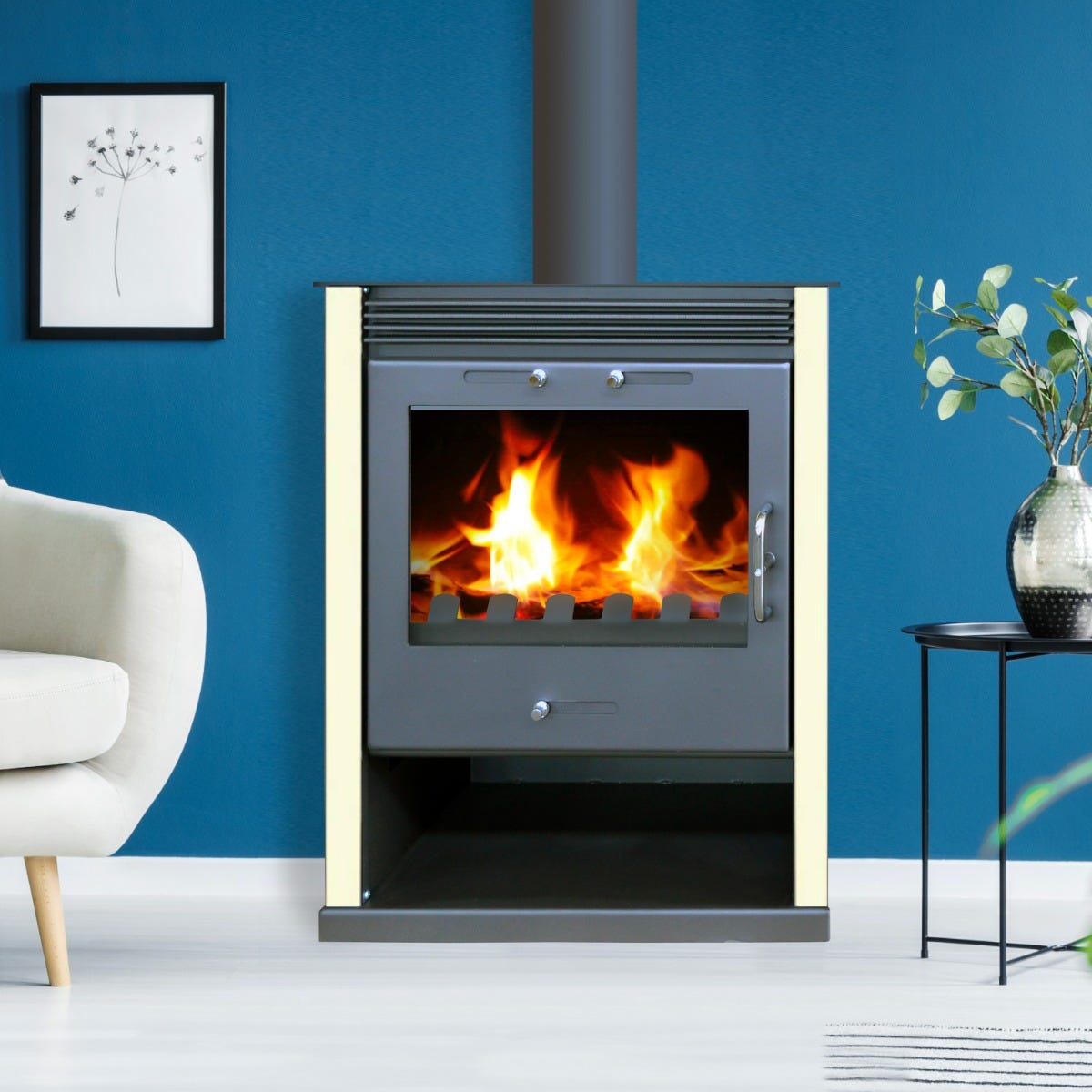 Estufa de leña Belleza Rubin marfil — 13 kW