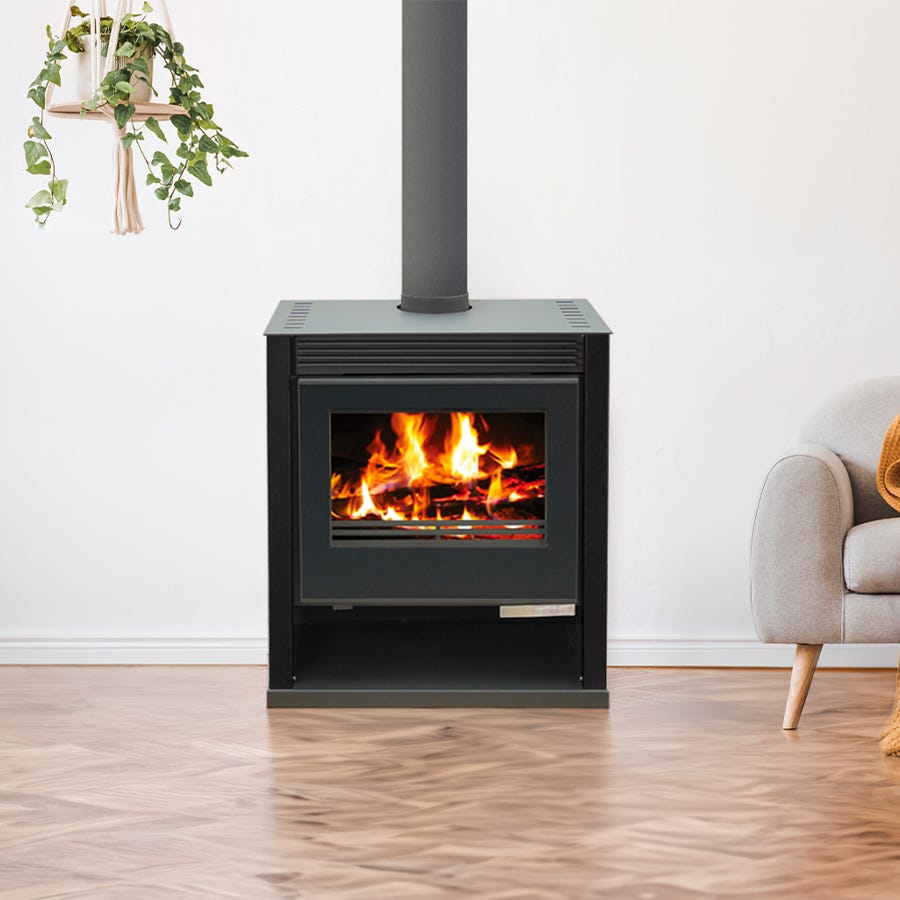 Estufa de leña Belleza Rubin Lux negra — 13 kW