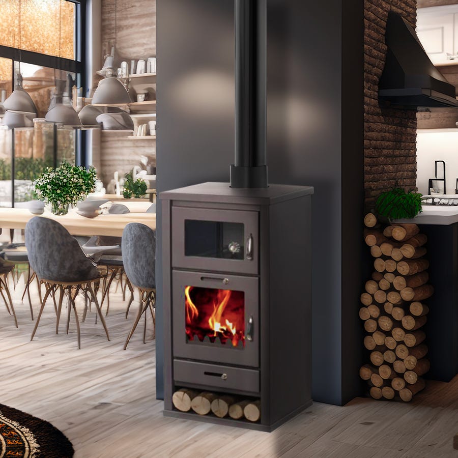 Estufa de leña Belleza Deluxe F con horno — 11 kW