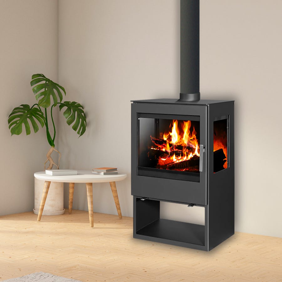 Estufa de leña Belleza Modena Vision de triple cristal — 10 kW